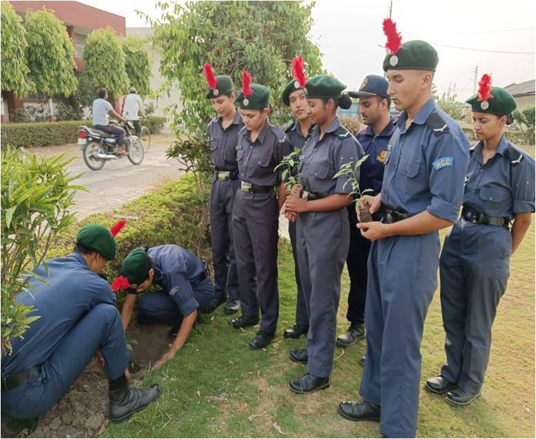 (विश्व पर्यावरण दिवस) एन.सी.सी. कैडटों द्वारा किया गया वृक्षारोपण